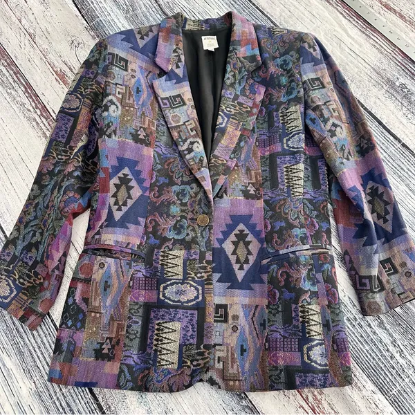 Vintage “Attitude” Women's Multicolor Southwest Patterned Blazer - Image 2