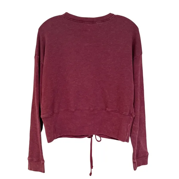 American Eagle Lace Up Cropped Sweatshirt‎ Women's XL Burgundy Hippie Boho Y2K - Image 5