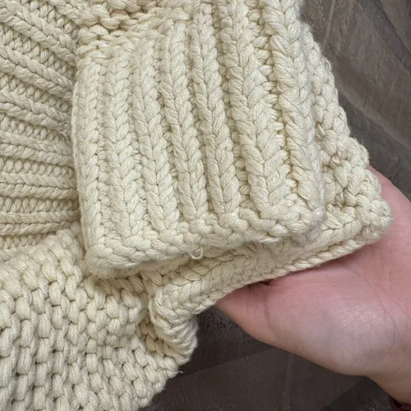 Free People My Only Sunshine Ivory Cream Chunky Open Knit Sweater Size Large - Image 5