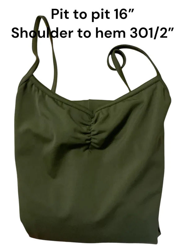 Weissman Olive Green Mesh Button-Down Over-Shirt & Cami Romper Set – Size LA (Large Adult)l - Image 6