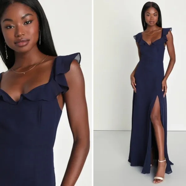 LULUS Prom Wedding Bridesmaid Elegant Romantic Flowy Chiffon Maxi - Image 5