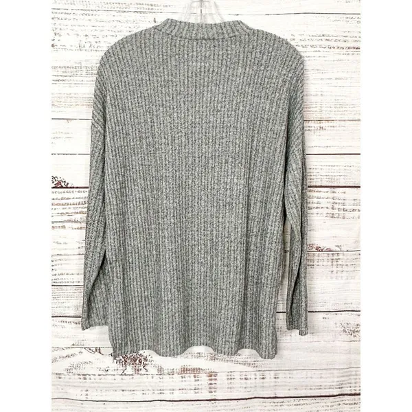 Juicy Couture Vintage Ribbed Long Sleeve Pullover Sweater Heather Gray Sz Medium - Image 9