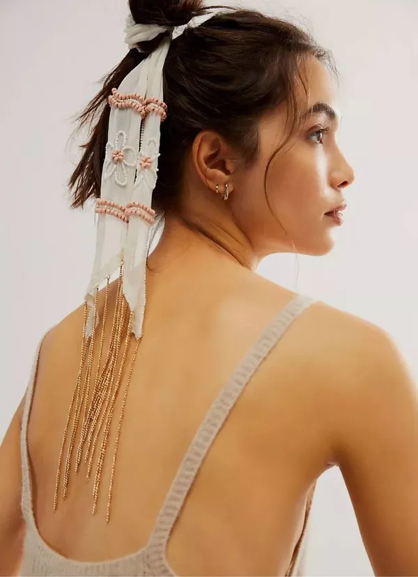 Free People Riley Pony Scarf Brown NWT Scrunchie - Image 3