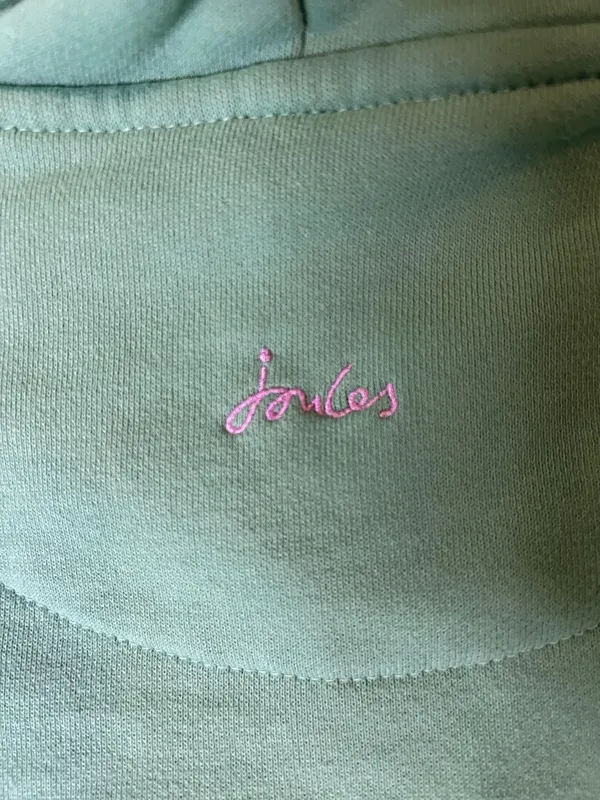 Joules Hoodie Sweatshirt Womens 4 Green Striped Hood Kangaroo Pocket Pullover - Image 5