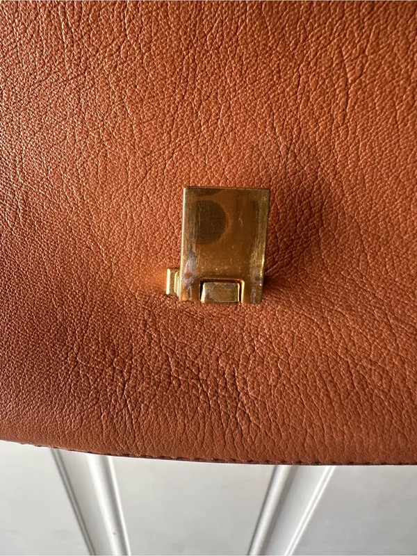 Cole Haan Valise Jenna Cognac Leather Crossbody Shoulder Bag Turn Lock Purse - Image 7