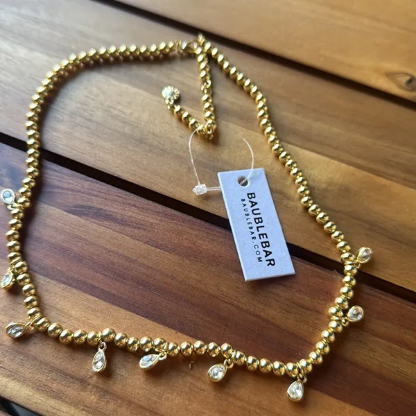 BAUBLEBAR Mila Pisa Crystal & Yellow Gold Tone Bead Necklace Statement NWT - Image 3