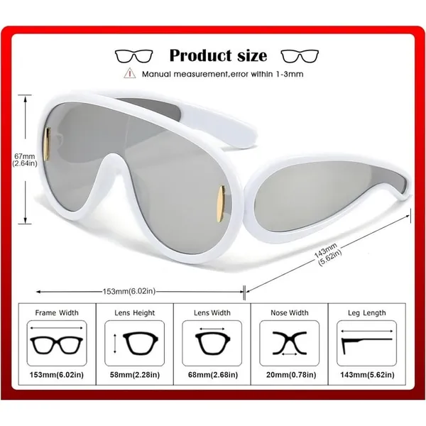 White Acetate Luxury Y2K Cyberpunk Sunglasses - Oversized Leowe Sun Protection - Image 3