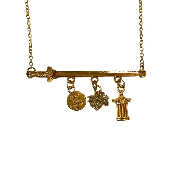 Disney Mulan Gold Sword Charm Necklace Adjustable Chain Warrior Princess Jewelry - Image 2