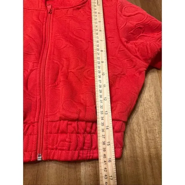 Cropped short sleeve zip up red hoodie jacket juniors size medium - Image 6