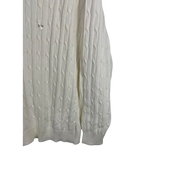 Lane Bryant Cable Knit Sweater Womens 22/24 Cream V-Neck 100% Cotton Preppy NWT - Image 3