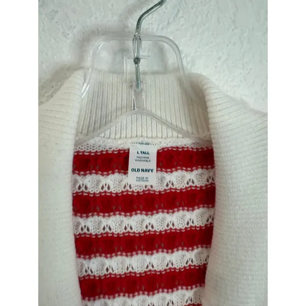 Old Navy Red White Stripped Button Down Crochet Sweater Womens Size Large Tall - Image 3