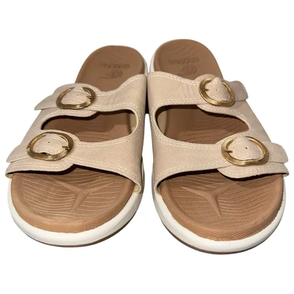 COFACE‎ Slide Sandals Womens 8.5 Beige Comfort Double Strap Buckle - Image 4