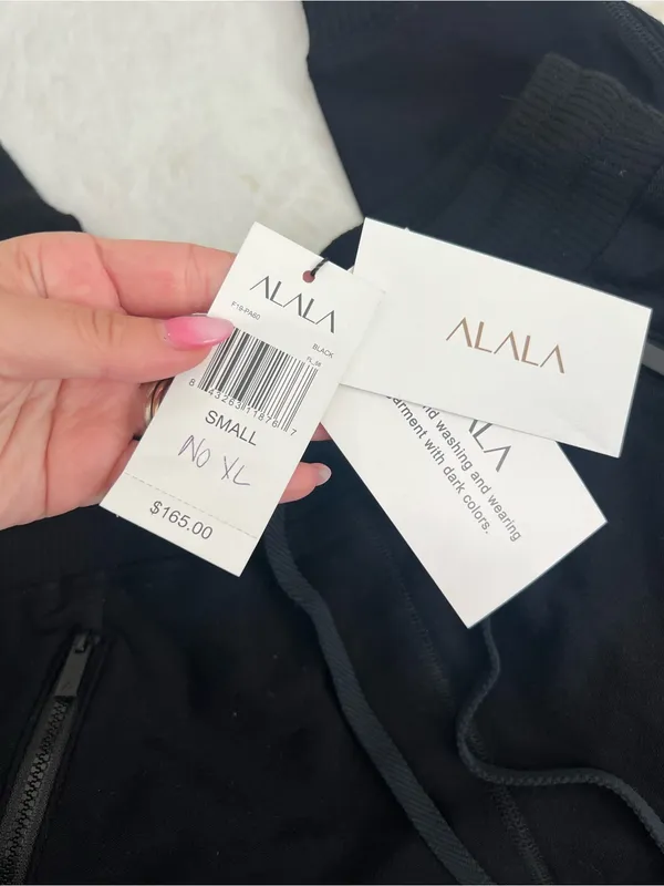 NWT ALALA Black Soft Knit Athletic Joggers Size Small $165 - Image 2