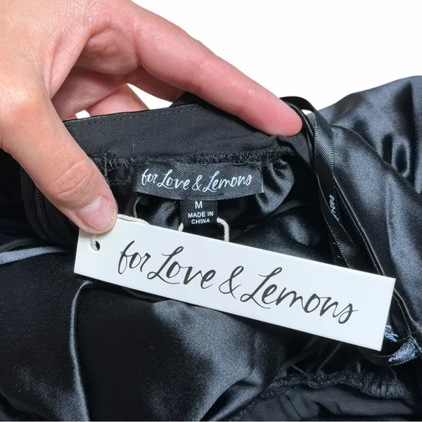 For Love & Lemons Black Virginia Mini Dress with Satin Gloves Womens M - Image 5