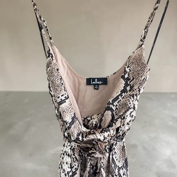 Lulus Jasper Beige Snake Print Surplice Jumpsuit - Image 4