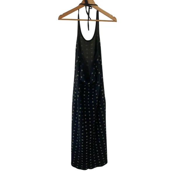 Anthropologie Callahan Vickie Halter Knit Midi Dress Black Geo Print X-Large - Image 4