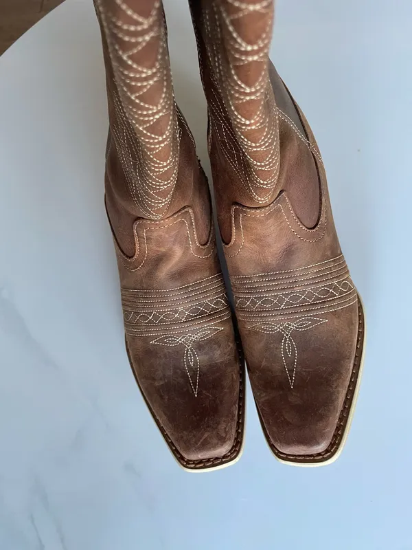 Durango Crush Women's Vintage Brown Belted Collar Western Boot US6.5 Very New Cowbay - Image 8