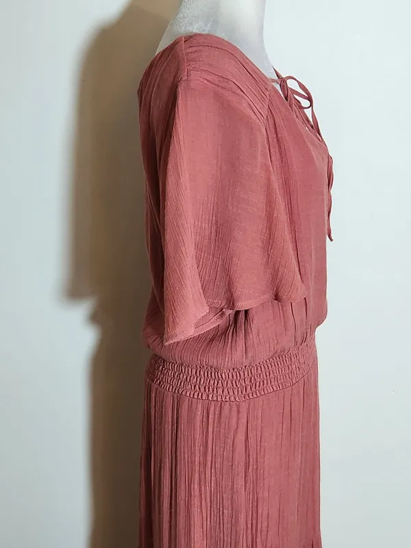 Luxology Dusty Pink Tiered Maxi Dress Size Large Wedding Guest Dress - Image 4