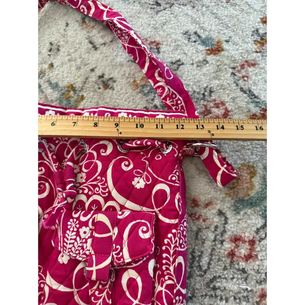 Vera Bradley Pink Paisley Quilted Cotton‎ Drawstring Crossbody Bucket Bag Floral - Image 8