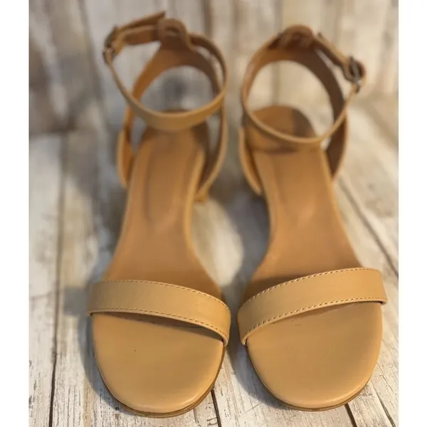 J. Jill‎ Ariane Taupe Leather Open Toe Block Heel Sandals Size 8 - Image 7