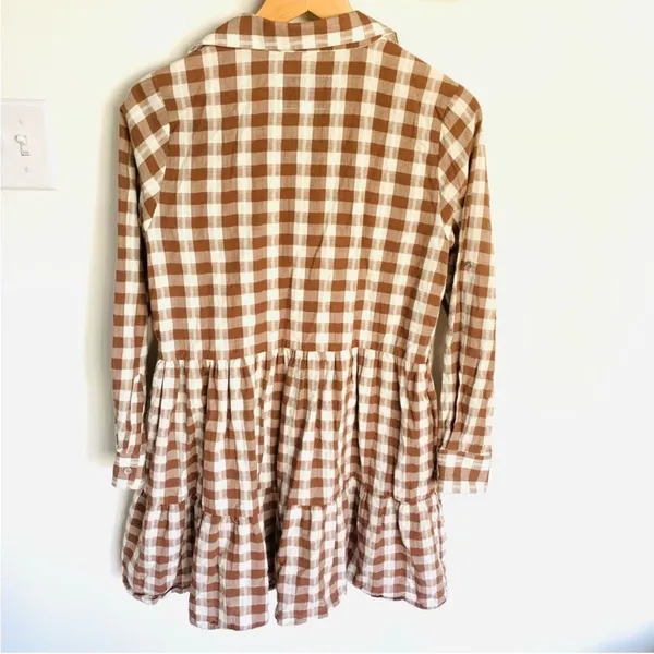 THE SHIRT Rochelle Behrens - Jules Dress in brown/cream plaid gingham‎ - Image 5