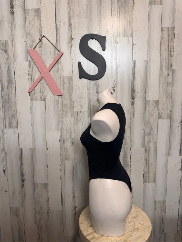 SHEIN High Neck Sleeveless Bodysuit Womens XS Solid Black Stretch - Image 3