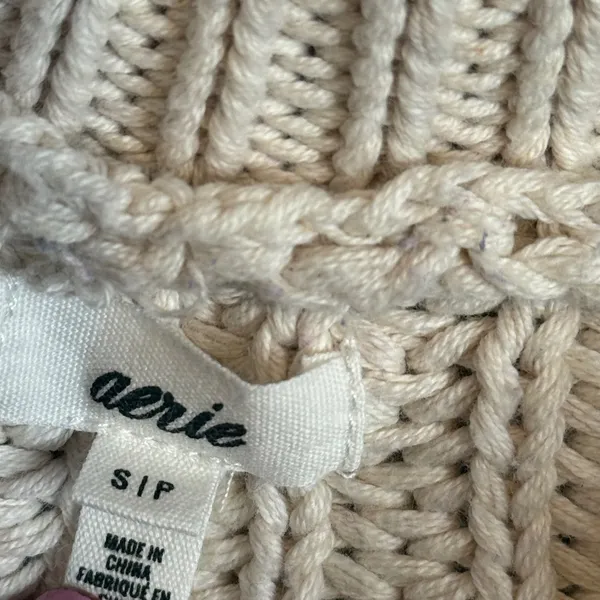 Women's Chunky Knit Colorblock Ribbed Knit Full Zip Sweater Size S Cropped Retro - Image 2