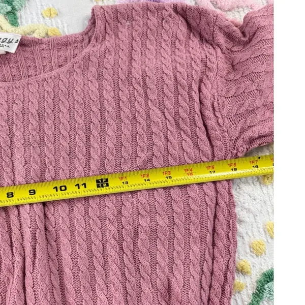 Peggy's vtg Pink Cable Knit Short Sleeve Sweater Top Size‎ S - Image 5