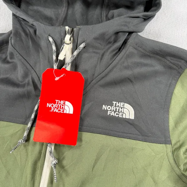 The North Face Womens Colorblock Full Zip Hoodie Olive Green Black Small NWT - Image 2