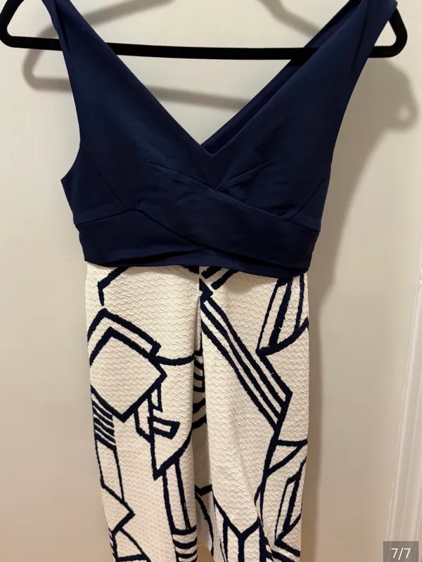 NWT- Anthropologie- Navy and White V-Neck Dress - Image 5