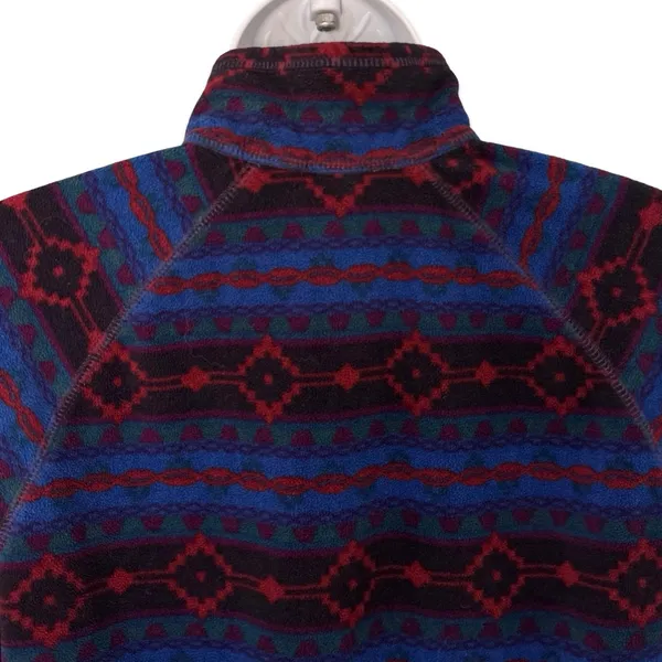 Eddie Bauer Blue Red Southwest Aztec 1/4 Zip Pullover Sweatshirt Fleece size M - Image 10
