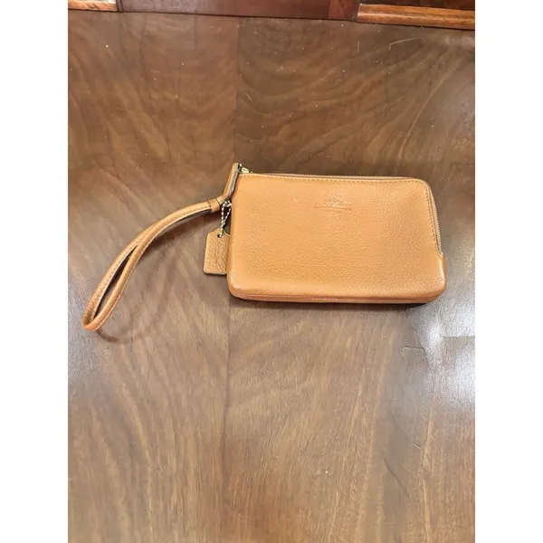 Coach‎ Brown Pebbled Leather Double Zip Wristlet Wallet Credit Card Organizer - Image 3