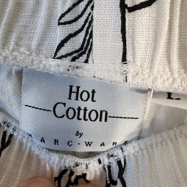 Hot Cotton‎ Marc Ware Linen Maxi Skirt L White Black Village Print Made in USA - Image 5