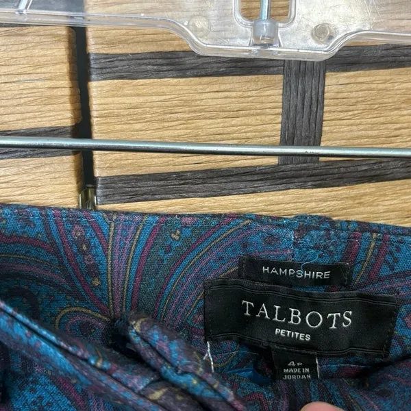 Talbots Hampshire Blue Paisley Print Dress Pants Size‎ 4P - Image 7