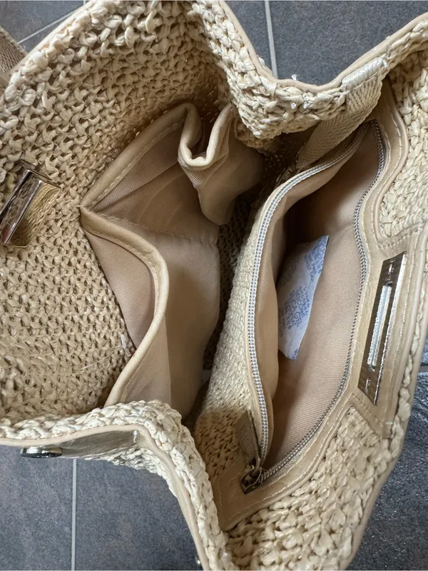 BEIS The Naturals Sling Rattan Woven Crossbody Bag Purse Beige NEW NWT Sold Out - Image 9