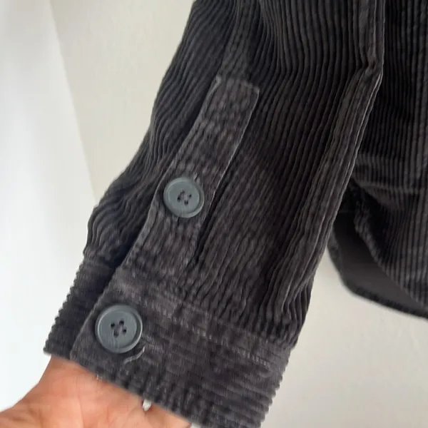 American Eagle Corduroy Shacket Dark Gray Ribbed Front Button Cotton XS - Image 5