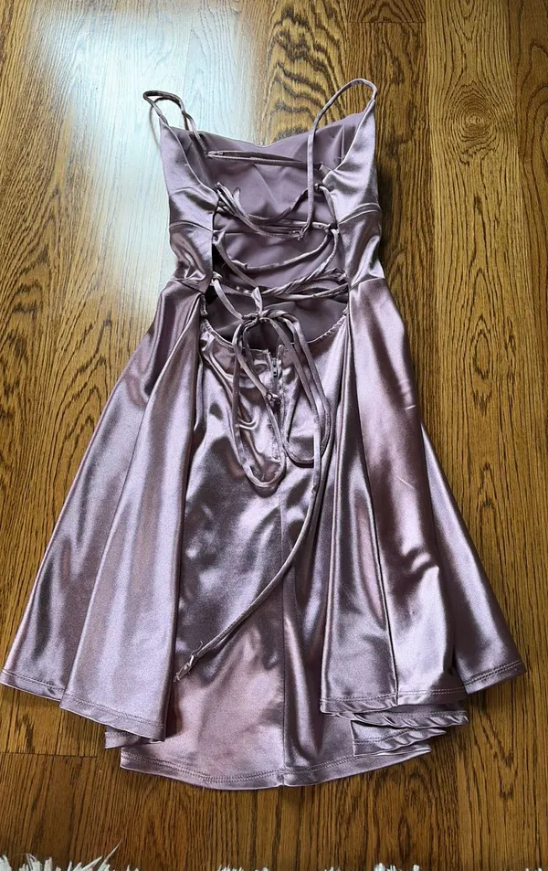 Windsor satin dusty purple tie back dress - Image 2