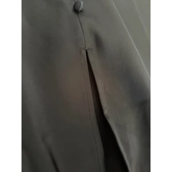 Banana Republic‎ Black Satin Side Button Slit Midi Slip Dress Womens 6 V-Neck - Image 6