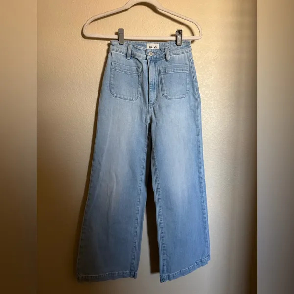 Rollas Sailor High Rise Wide Leg Jean Size 26 Light Blue‎ Wash - Image 4