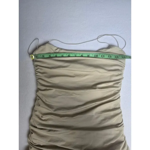Oh Polly Beige Ruched Halter Neck Bodycon Mini Dress US 8‎ Party Clubwear - Image 7