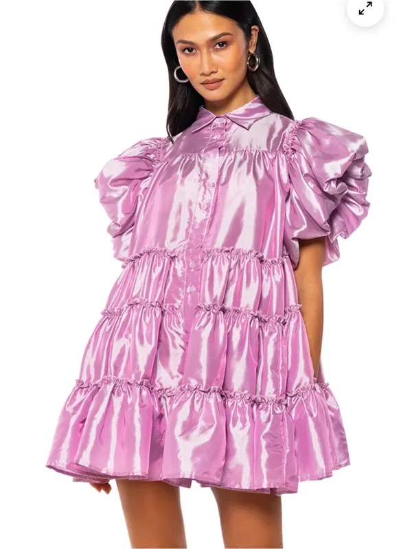 Klesis Babydoll Puff Sleeve Mini Dress‎ Whimsigoth Avant Garde Maximalist Sz S - Image 7