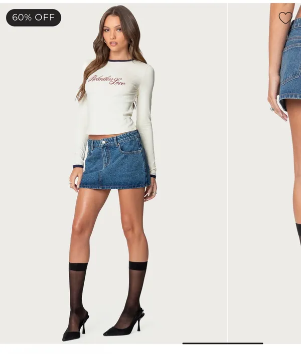 Edikted Skirt Denim Mini - Image 2