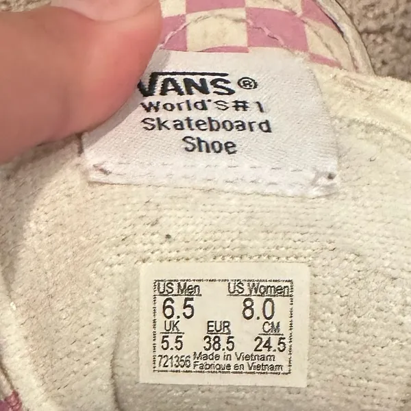 Vans Pink and White Checkered Sneakers - Image 6