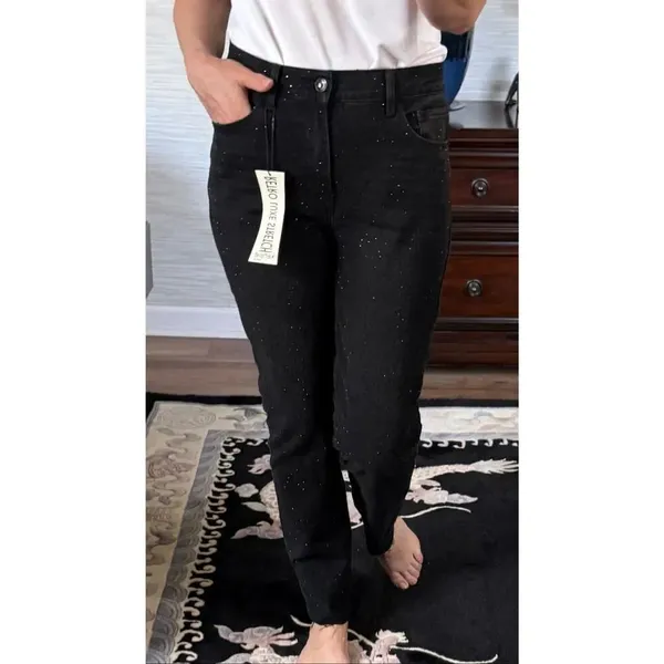 Kensie Jeans High Rise Stovepipe Black Rhinestone Jeans Size 4/27 - Image 10
