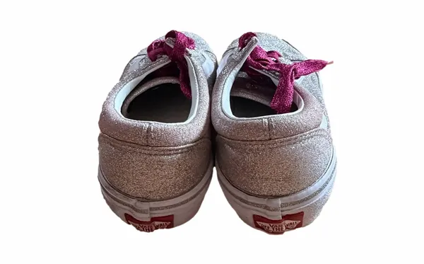 Vans Sparkly Low-Top Sneakers with Burgundy Laces - Image 4