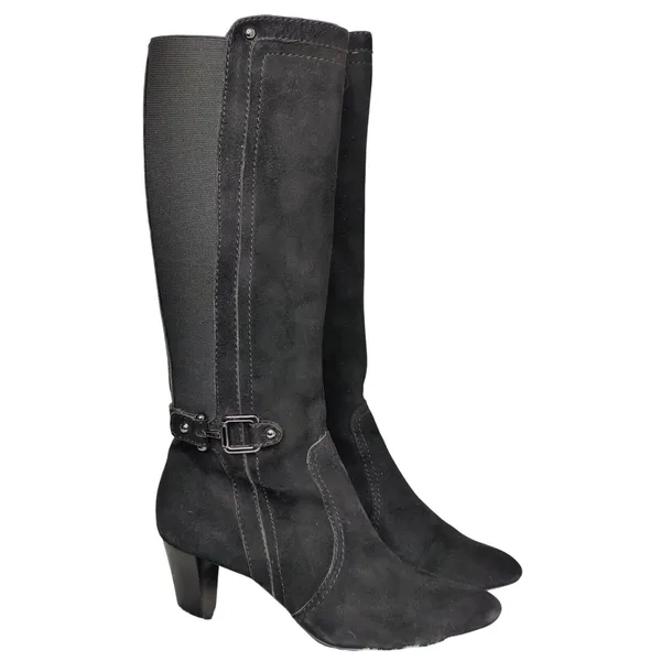 Black Suede Knee-High Boots Sz 7.5 - Image 3