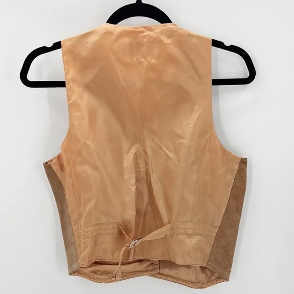 Vintage WINLIT Suede tan Vest size S western biker festival concert bohemian - Image 2