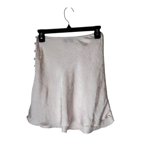 L'Academie Skirt Women XS Primrose Pink Satin‎ Floral The Elsa Button Mini Slip - Image 4