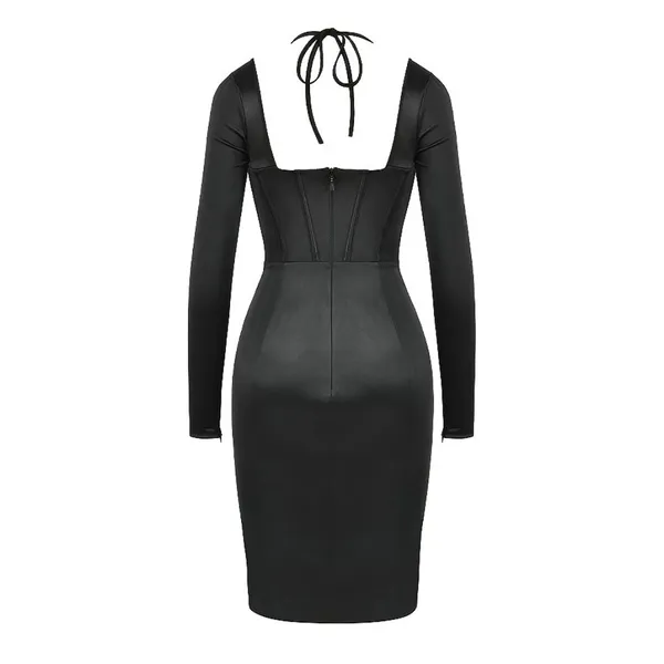NWT House Of CB Grazia in Black Disco Satin Corset Fitted Mini Dress S Plus Cup - Image 5