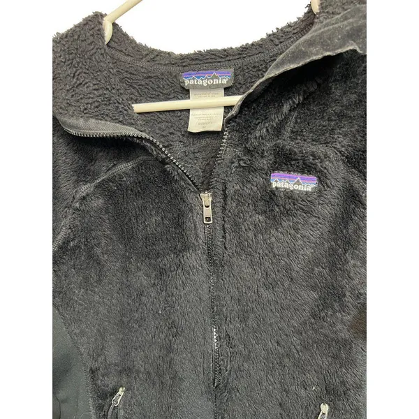 Patagonia Womens Black Fuzzy Full-Zip Hoodie Jacket Size M Polyester Warm & Soft - Image 2